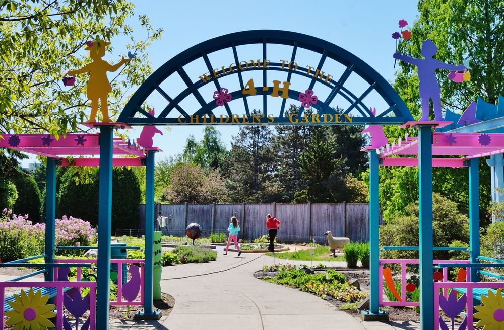 Colorful archway at 4-H Children's Garden.