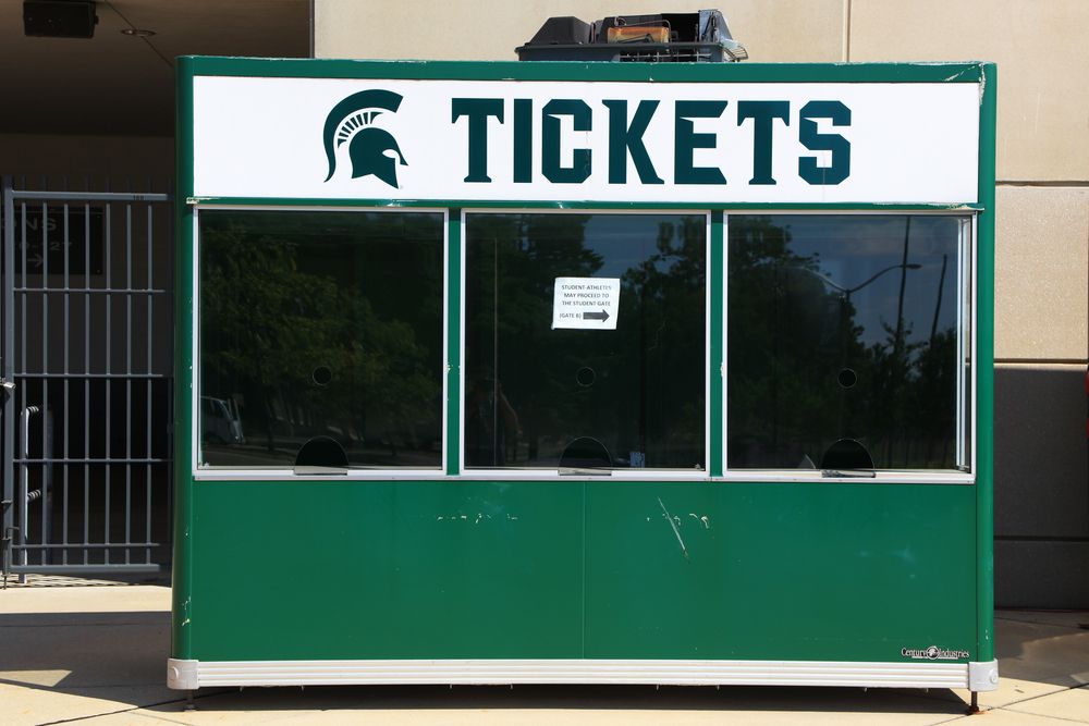 A ticket booth at Spartan Stadium.