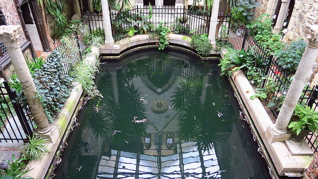 A pond at the Hammond Castle Museum