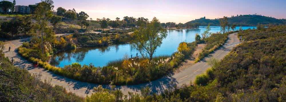 Aerial view of Lake Murray's bike path
