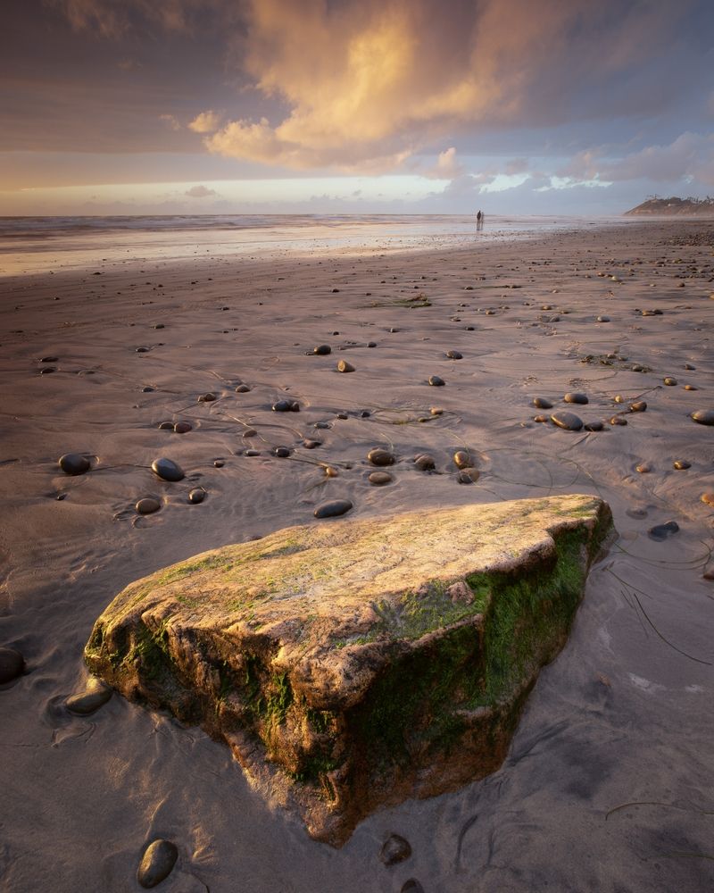Rocks on the sand of Cardiff State Beach