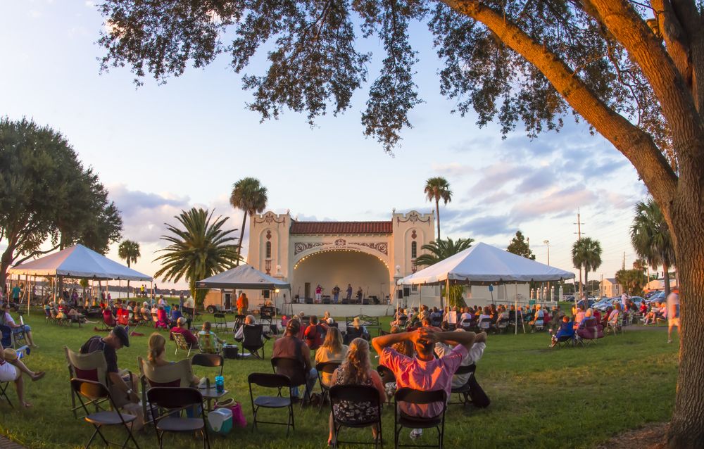 People on the grounds of Ferran Park during a festival