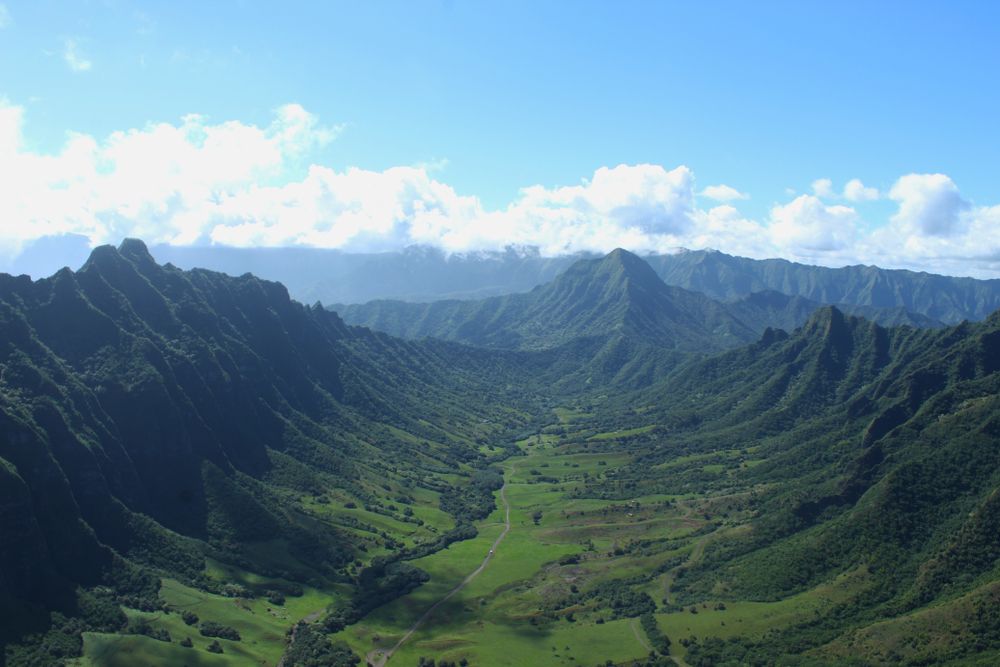 Aerial view of Kualoa Ranch