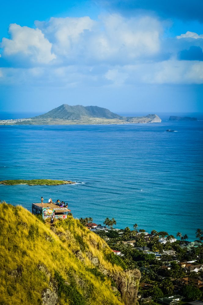 Aerial view of Lanikai Pillbox Hike