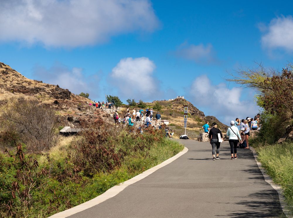 Hikers along Makapuu Point Lighthouse Trail
