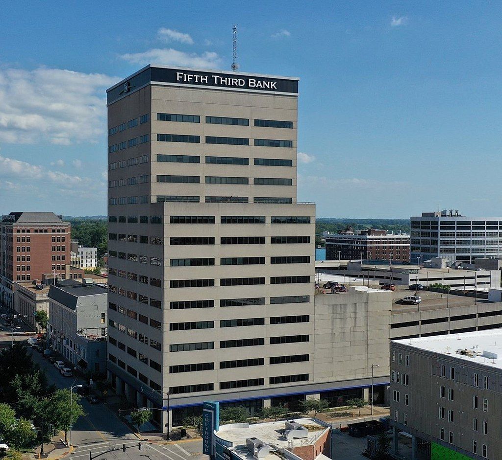 Aerial view of Downtown Evansville