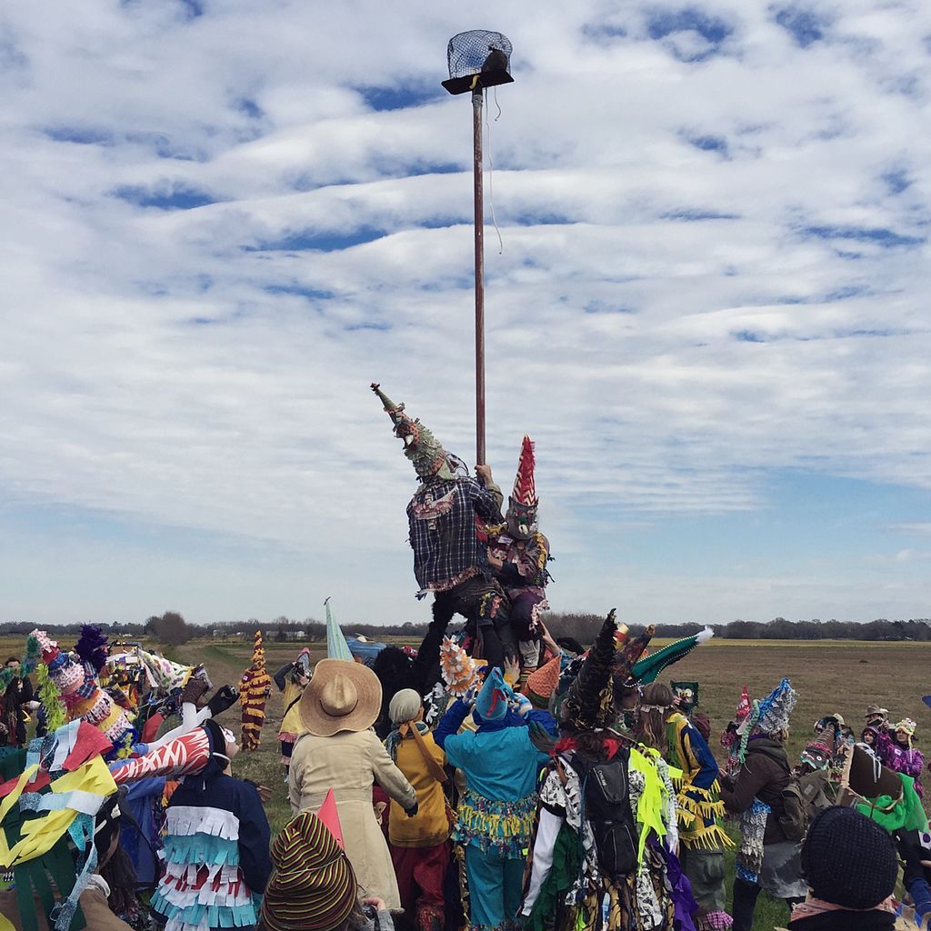 People at the Courir de Mardi Gras