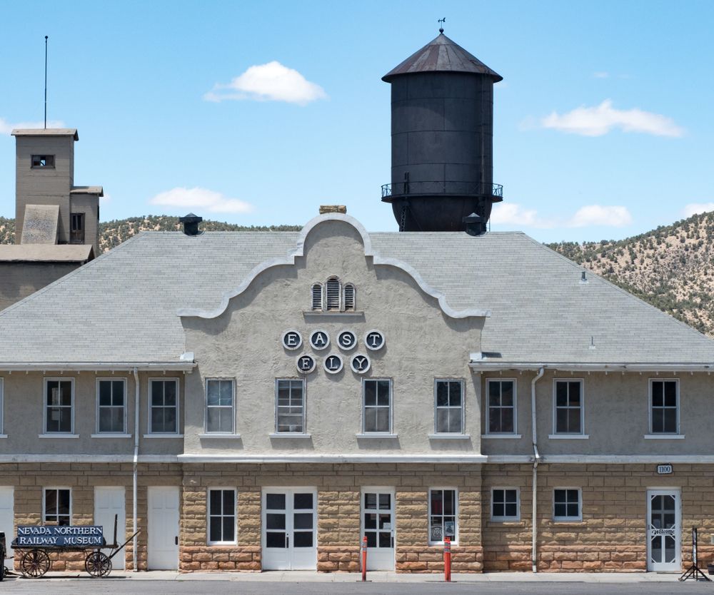 Exterior of Nevada Northern Railway Museum.