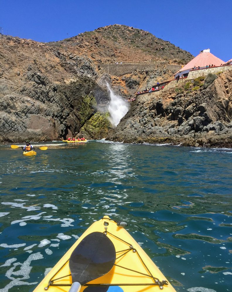 View of La Bufadora from a kayak