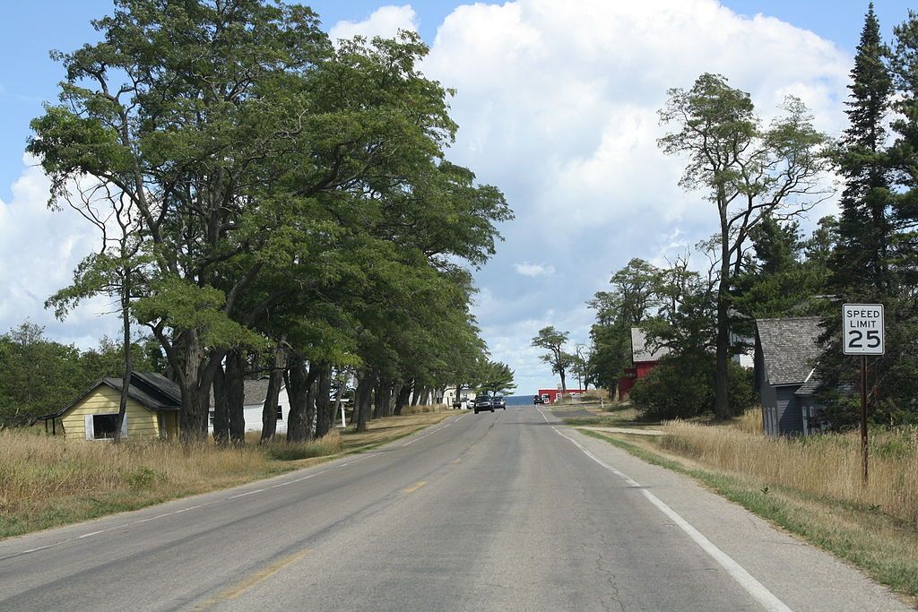 The road of Glen Haven Historic Village