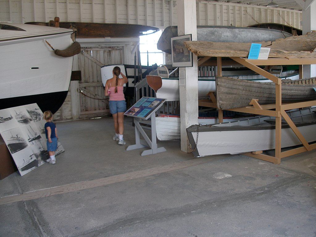 Interior of the Cannery boathouse at Glen Haven Historic Village