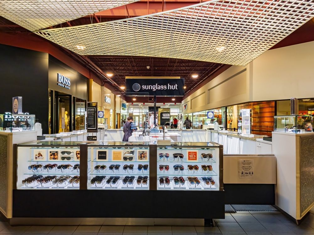 Interior of sunglass hut at Las Vegas South Premium Outlets