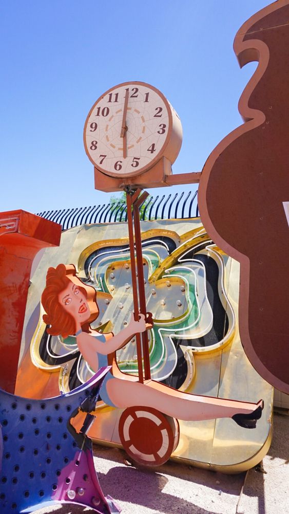 A clock sign at the Neon Museum