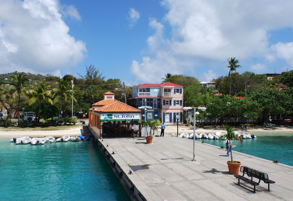 Cruz Bay town pier on St.John's island