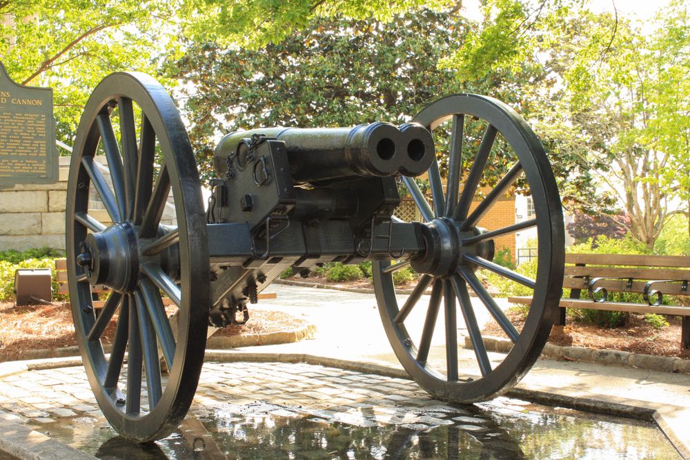 Closer view of Double-barreled cannon