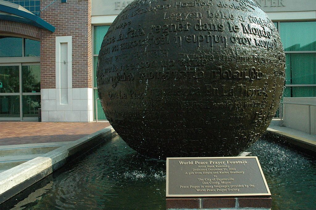 Daytime view of the World Peace Prayer Fountain Sculpture
