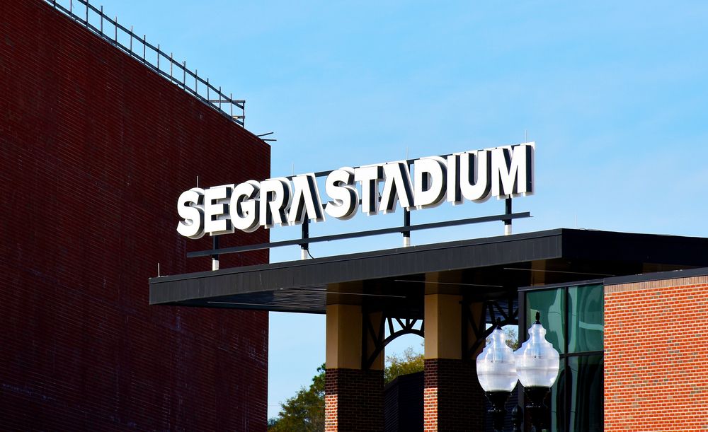 Name sign of Segra Stadium