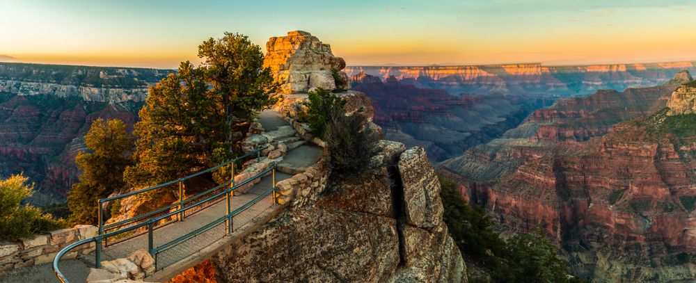 Bridge leading to a canyon peak at Grand Canyon National Park