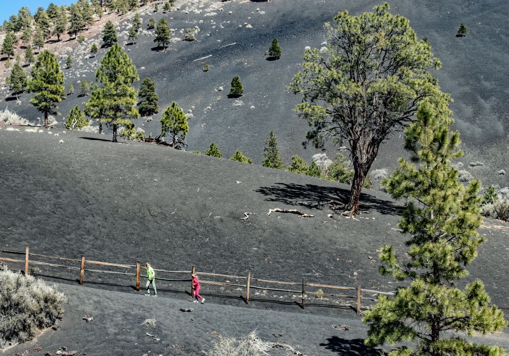 Hikers at Sunset Crater Volcano National Monument