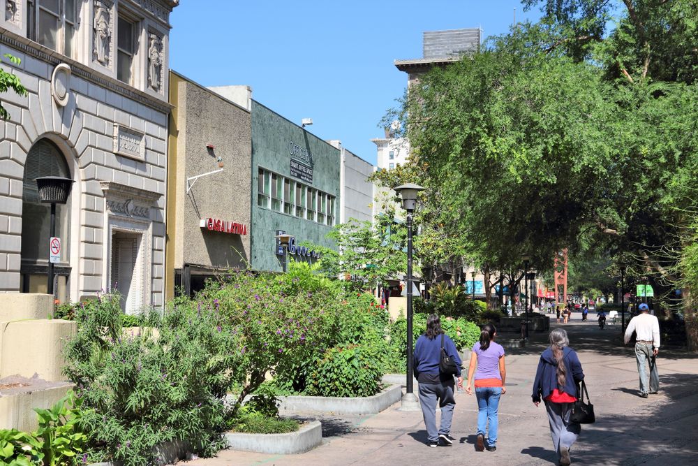 People walking along Downtown Fresno