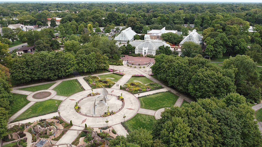 Aerial view of Franklin Park Conservatory and Botanical Gardens