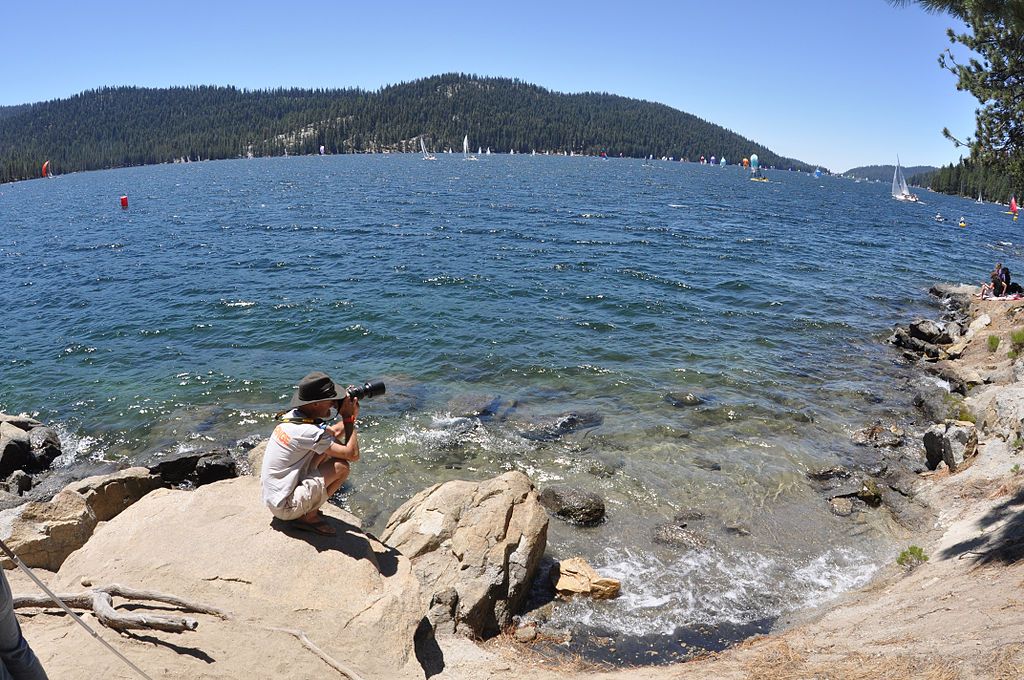A photographer at Huntington Lake