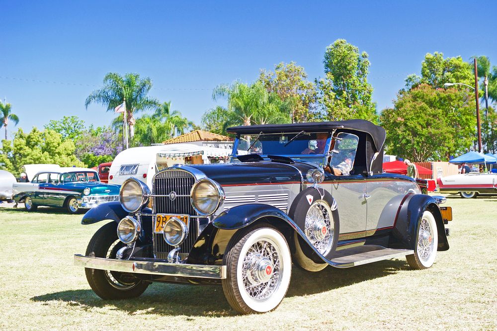 A vintage car on the grounds of Muckenthaler Cultural Center