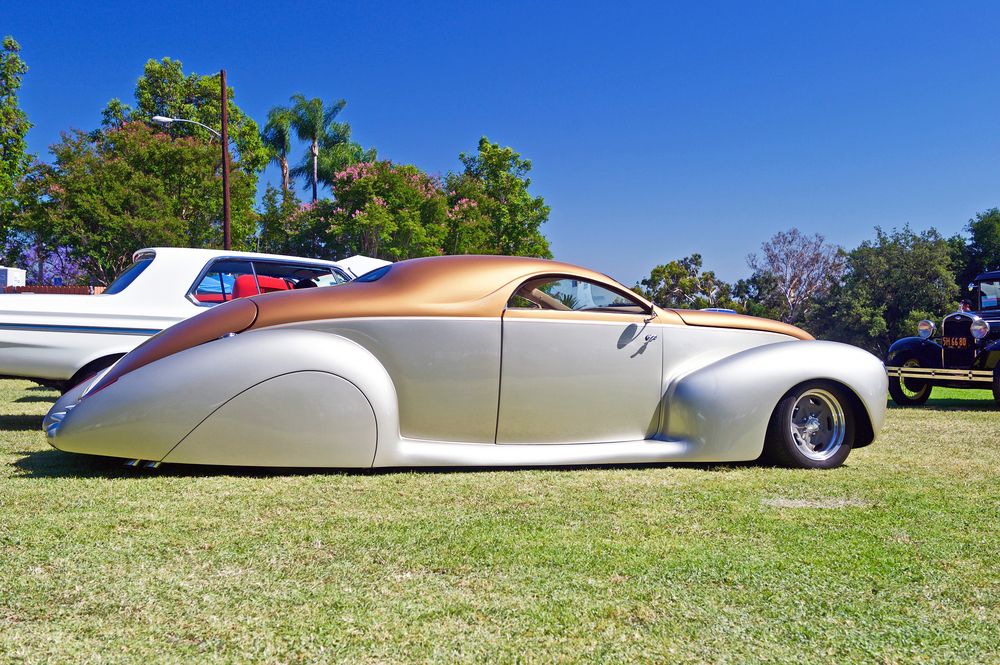 Car show on the grounds of Muckenthaler Cultural Center