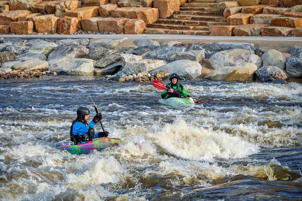 Kayaking on Poudre River Whitewater Park