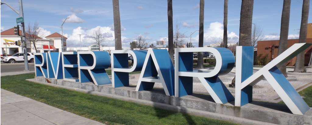 Name sign of River Park shopping center