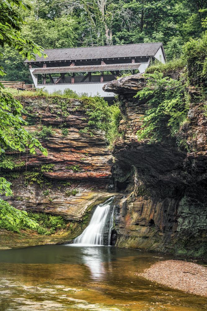 Scenic view of The Rock Mill Covered Bridge