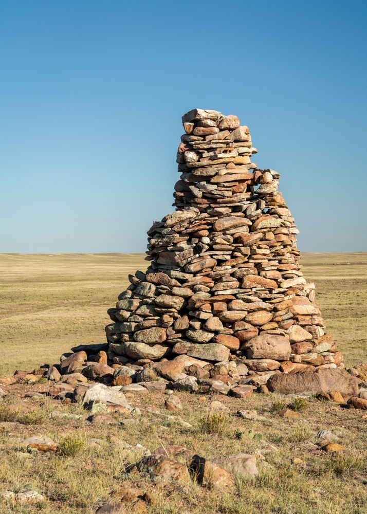 Stone cairn along Soapstone Prairie Natural Area