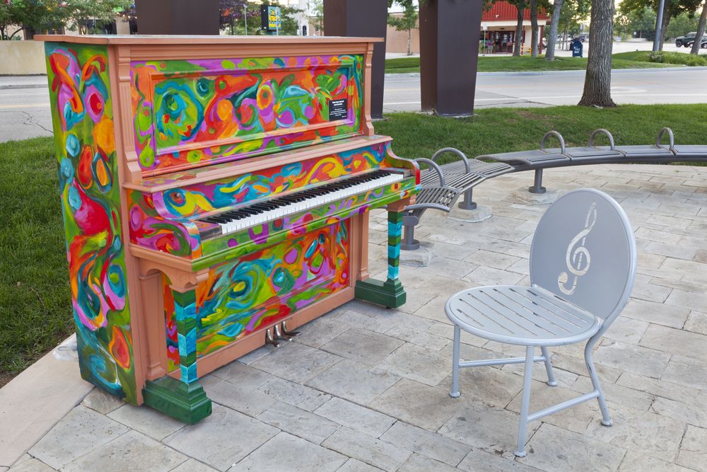 Colorful piano painted by Pianos About Town