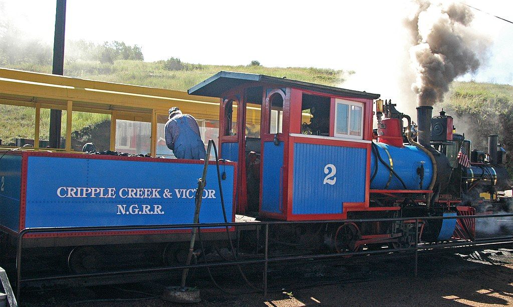 Coal-burning locomotive at Cripple Creek & Victor Narrow Gauge Railroad