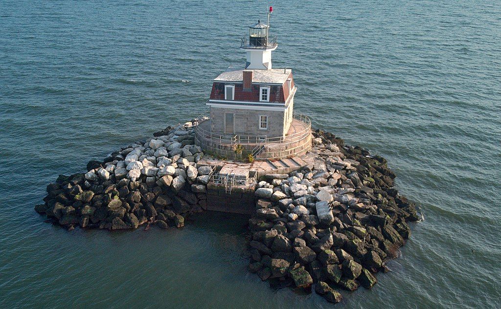 Aerial view of Penfield Reef Lighthouse