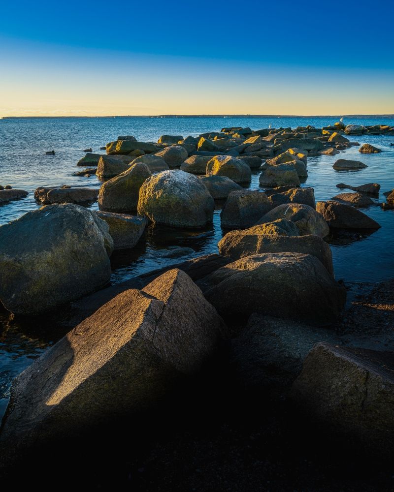 Rocky shore of Falmouth Beach