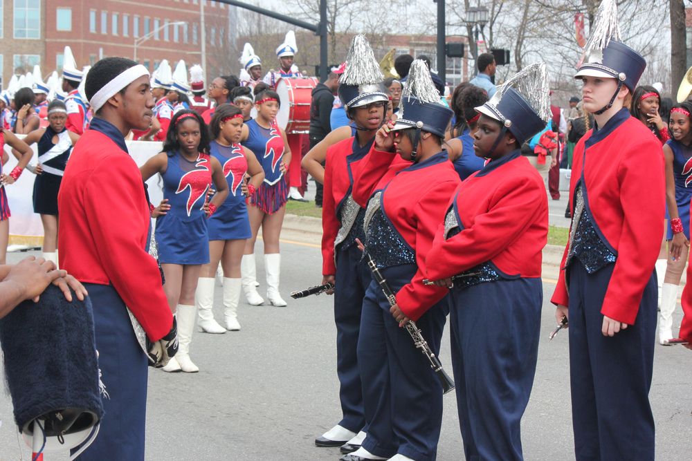 Marching band and dancers for Macon Cherry Blossom Festival