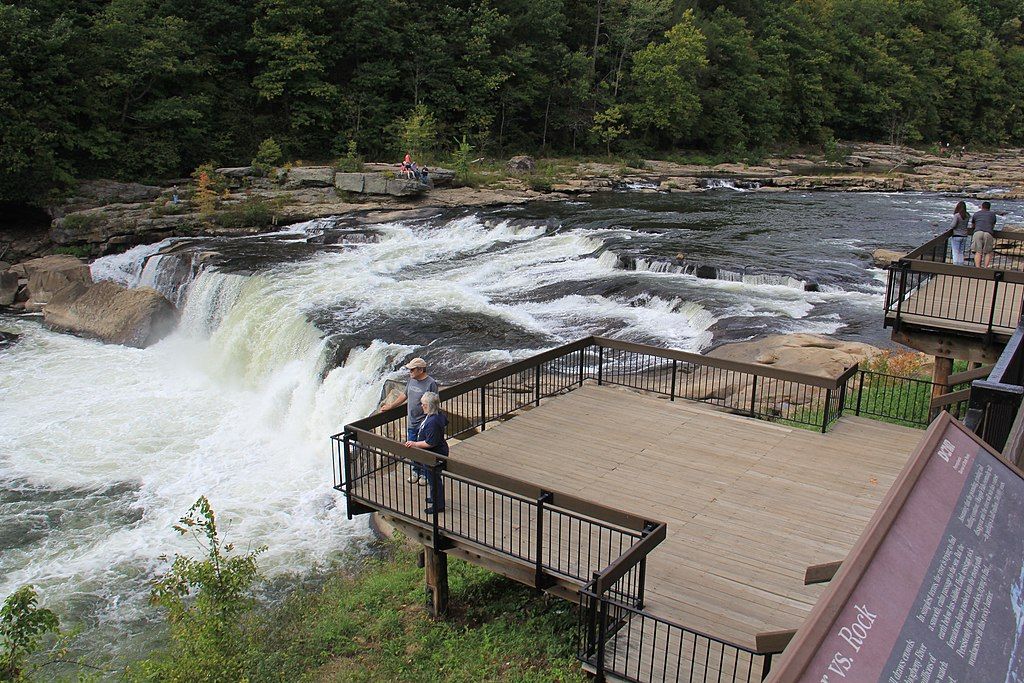 Observation deck overlooking the rapids at Ohiopyle State Park