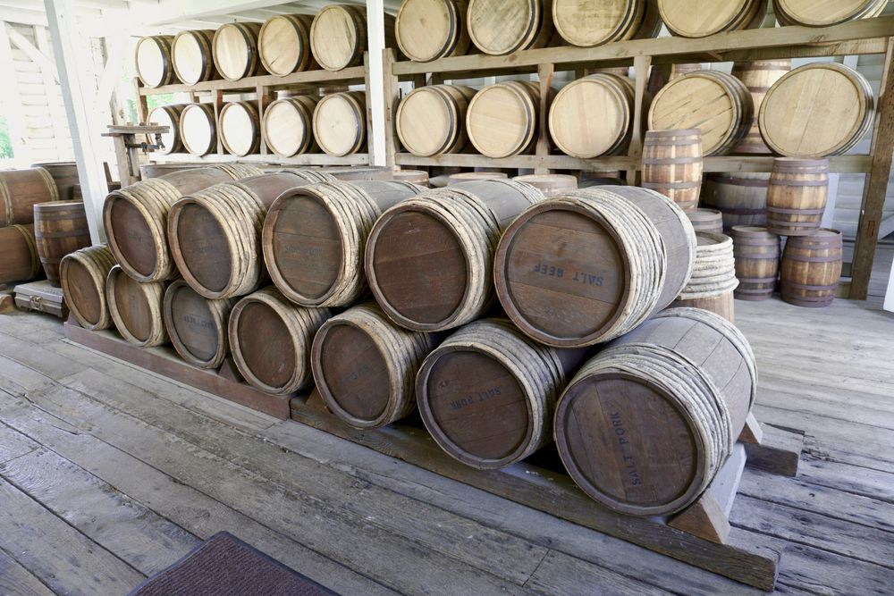 Barrels in a storehouse at Fort Scott National Historic Site