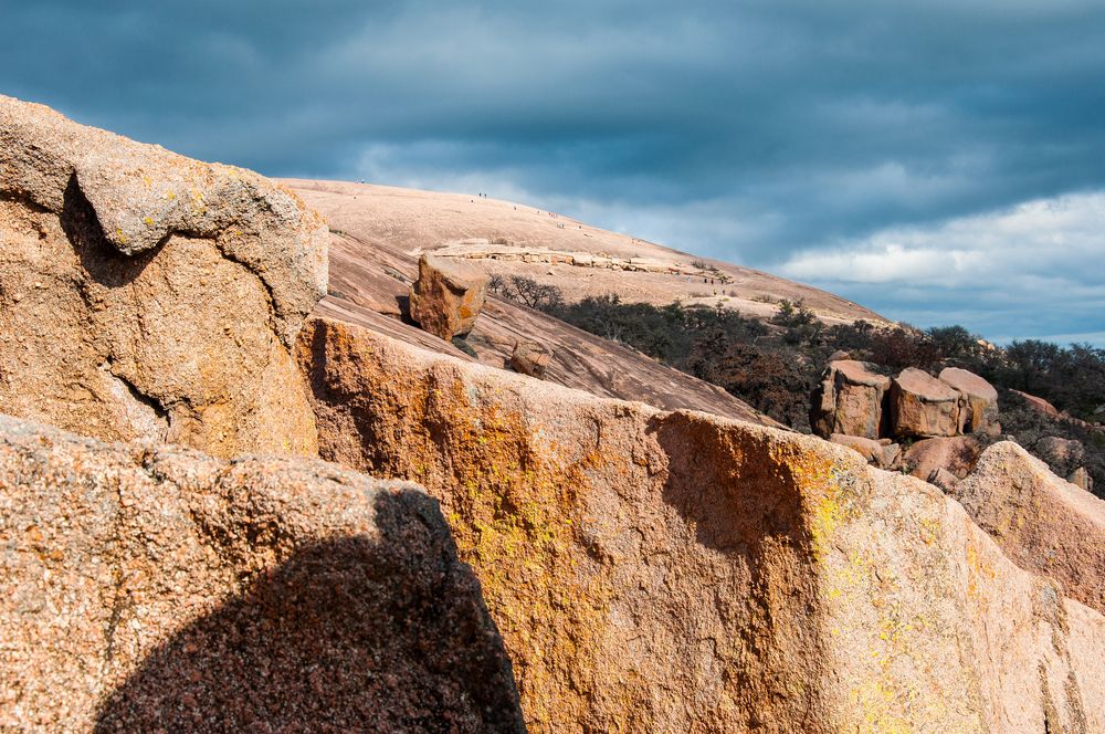 Close view of Enchanted Rock State Natural Area's rock formations