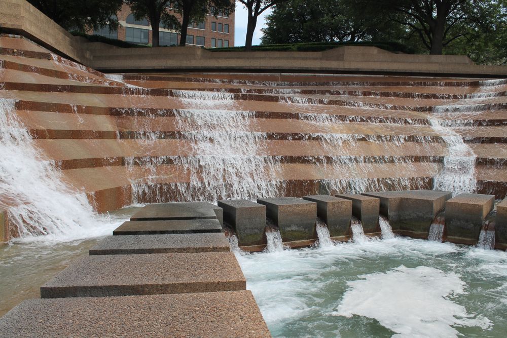Rushing waters of Fort Worth Water Gardens