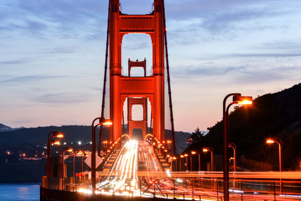 View of the Golden Gate Bridge at night