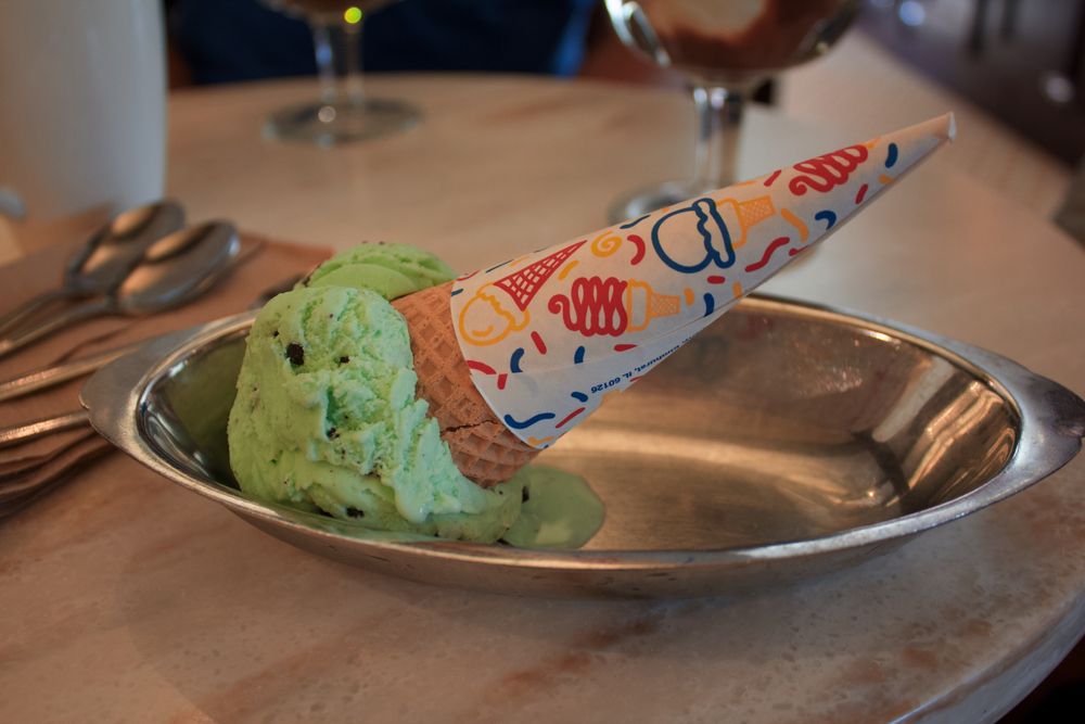 Mint ice cream in the Original Ghirardelli Ice Cream & Chocolate Shop