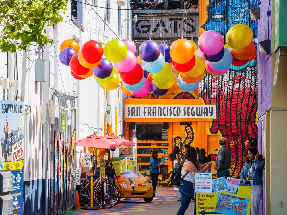 View of the colorful Umbrella Alley