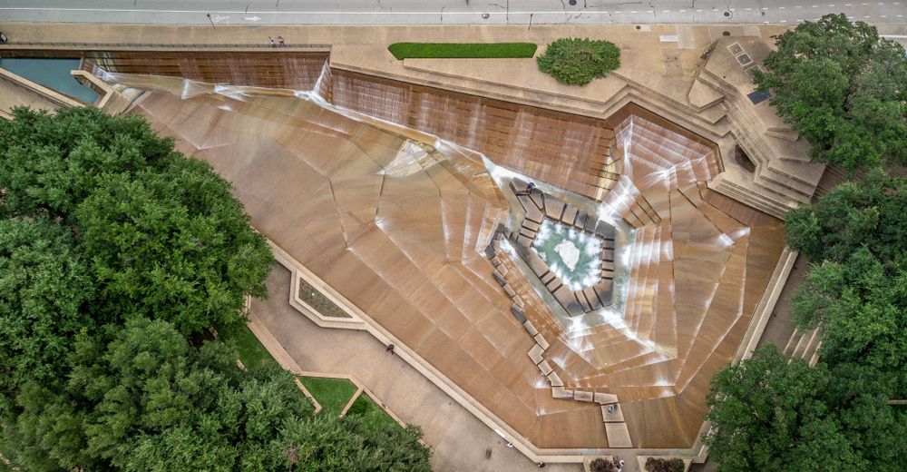 Aerial view of Fort Worth Water Gardens