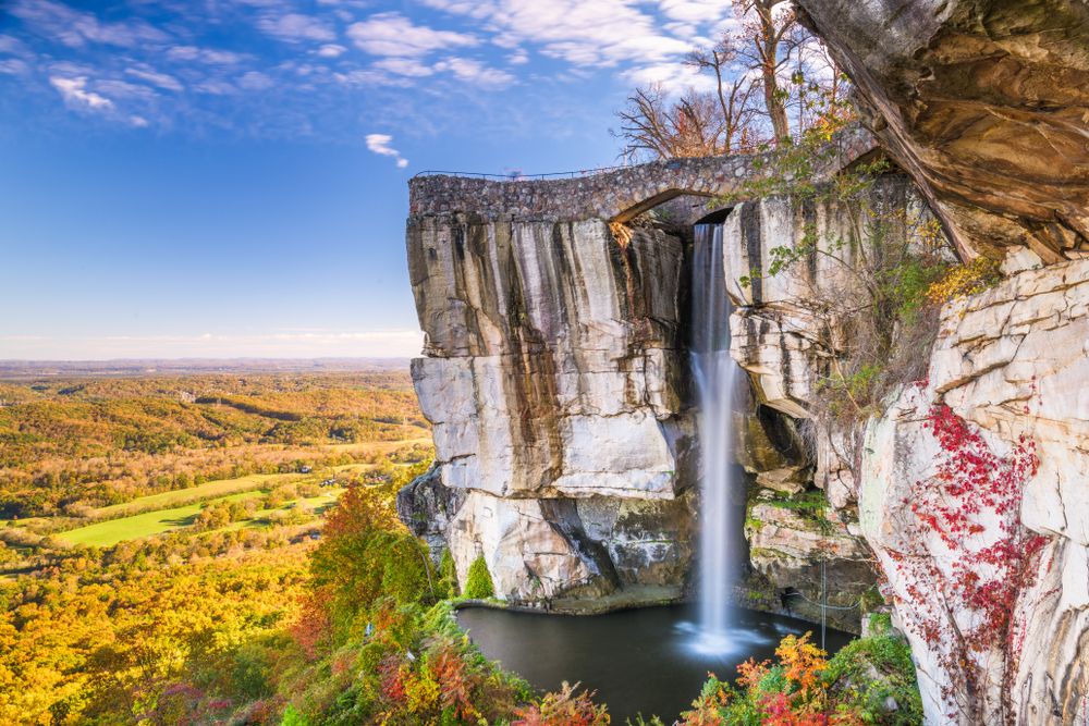 Scenic high falls at Rock City Gardens