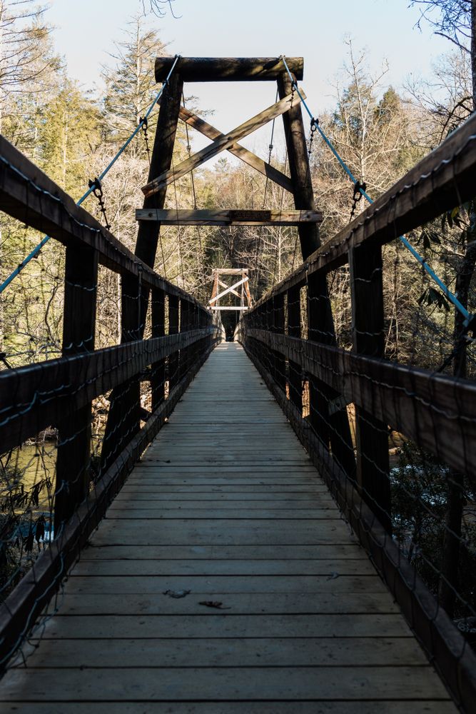 Walkway of the Toccoa River Swinging Bridge