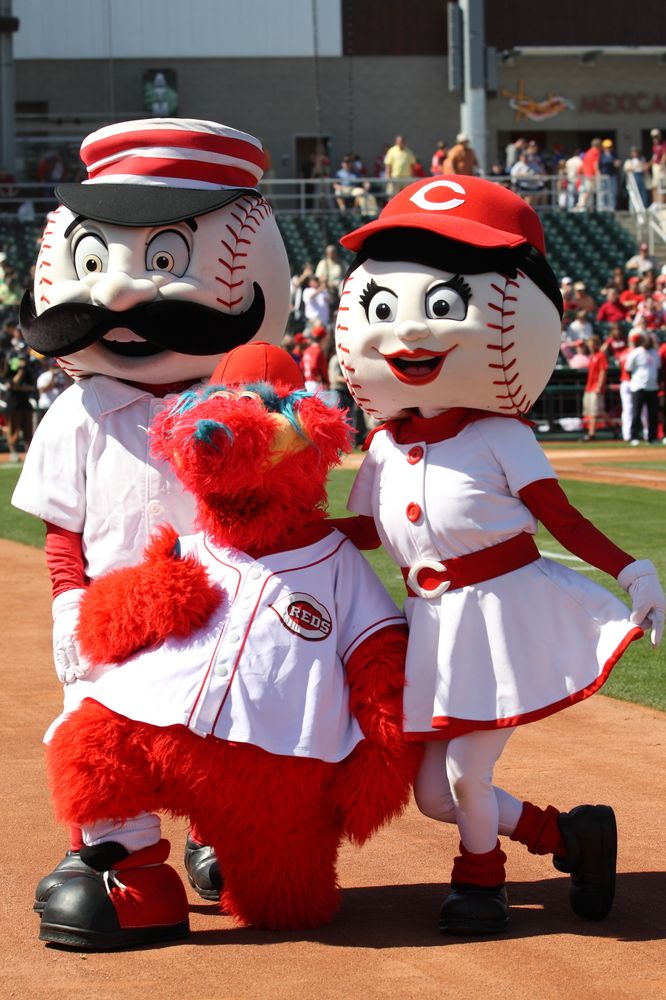 Mister Red, Rosie Red and Gapper in Goodyear Ballpark