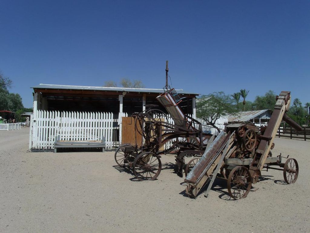 Farming equipments on the grounds of Sahuaro Ranch Park