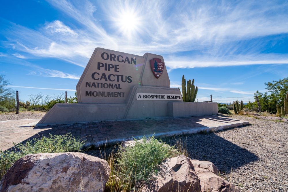 Welcome sign of the Organ Pipe Cactus National Monument